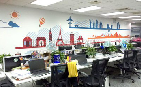 甘泉教你设计办公室墙绘的方法。