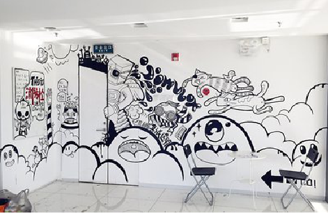 甘泉手绘墙并非传统涂鸦。